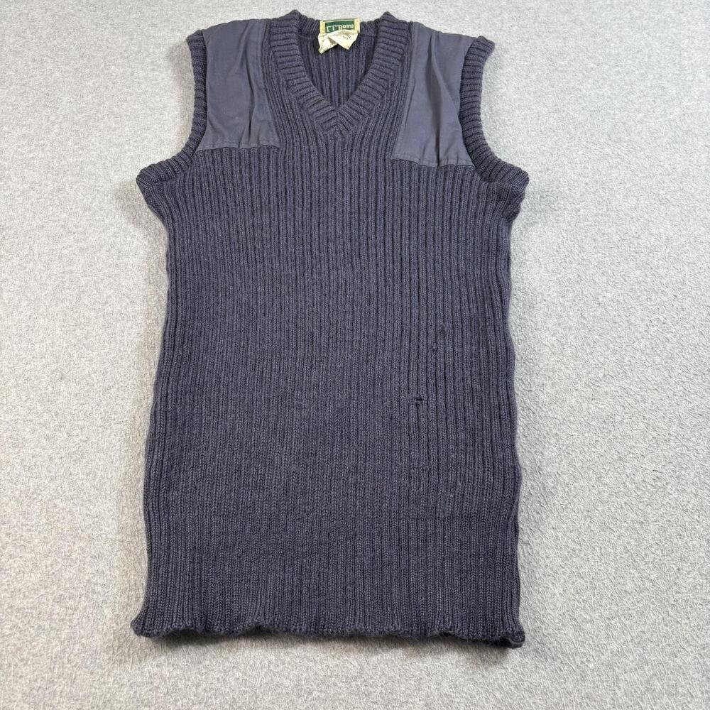 Vintage LL Bean Sweater Vest Mens Large Blue Wool Hunting England Heritage READ
